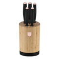 Set 5 cutite cu suport rotund Berlinger Haus, Black Rose, inox/bambus, negru/natur