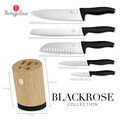 Set 5 cutite cu suport rotund Berlinger Haus, Black Rose, inox/bambus, negru/natur