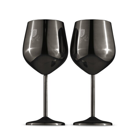 Set 2 pahare pentru vin Berlinger Haus, Black Rose, 550 ml, inox 18/10, negru