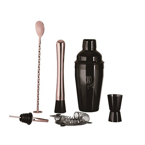 Set mix pentru cocktail 6 piese Berlinger Haus, Black Rose, 550 ml, inox 18/10, negru