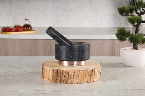 Mojar cu pistil Berlinger Haus, Black Rose, 14x8 cm, granit, negru/roz