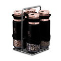 Set 4 recipiente pentru condimente si suport Berlinger Haus, Black Rose, inox/sticla, negru/roz
