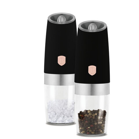 Set 2 rasnite pentru sare/piper Berlinger Haus, Black Rose, plastic/ceramica, negru