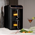Friteuza dubla cu aer cald Berlinger Haus, Black Rose, 2460W, 5.5+5.5 L, negru