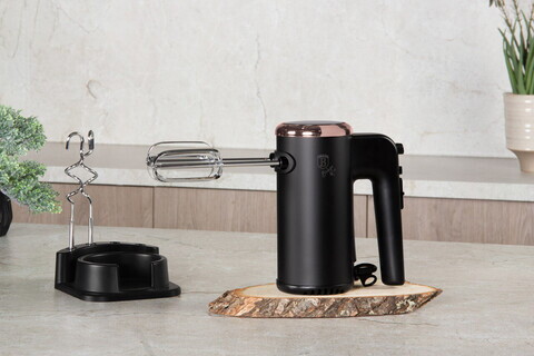 Mixer de mana cu suport Berlinger Haus, Black Rose, 300W, plastic/inox, negru/roz