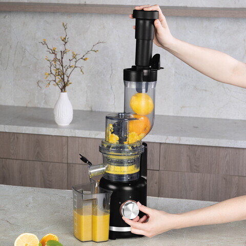 Storcator lent de fructe Berlinger Haus, Black Rose, 300W, 800 ml, inox 18/10, negru/transparent