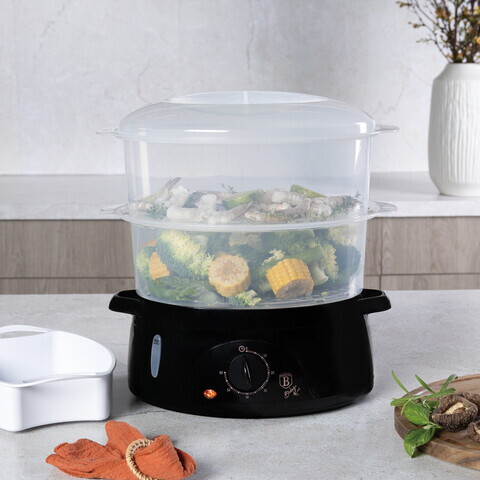 Aparat de gatit la aburi Berlinger Haus, Black Rose, 800W, 6 L, plastic, negru/transparent