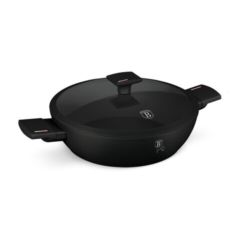 Oala cu capac Berlinger Haus, Monaco, 30 cm, 4.5 L, aluminiu forjat, negru