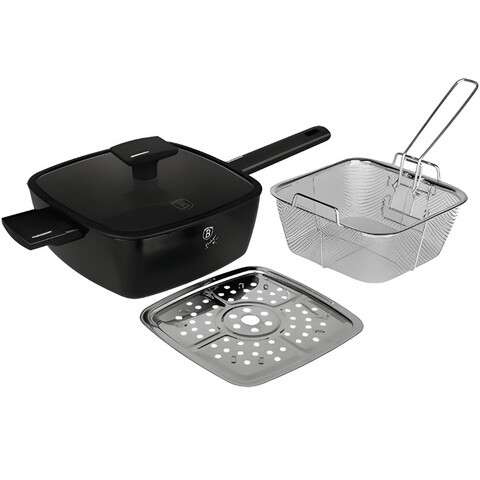 Set 4 piese pentru gatit Berlinger Haus, Monaco, 24x24x9 cm, aluminiu, negru