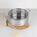 Oala adanca cu capac Berlinger Haus, Copper Touch, 28 cm, inox/aluminiu, argintiu