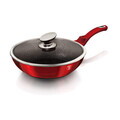 Tigaie Wok cu capac Berlinger Haus, Burgundy, 28 cm, 3.2 L, aluminiu forjat, rosu