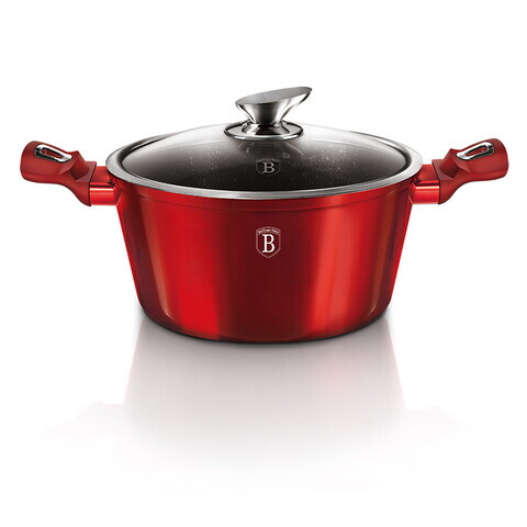 Oala cu capac Berlinger Haus, Burgundy, 28 cm, 6.1 L, aluminiu forjat, rosu