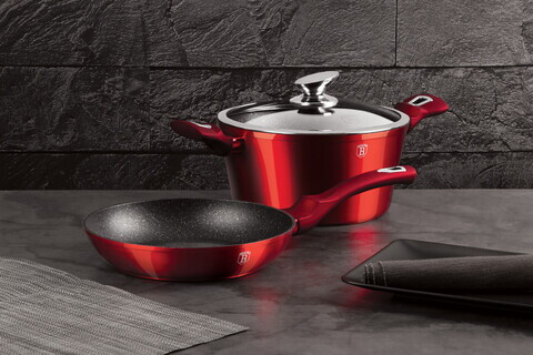 Set pentru gatit Berlinger Haus, Burgundy, 3 piese, aluminiu forjat, rosu