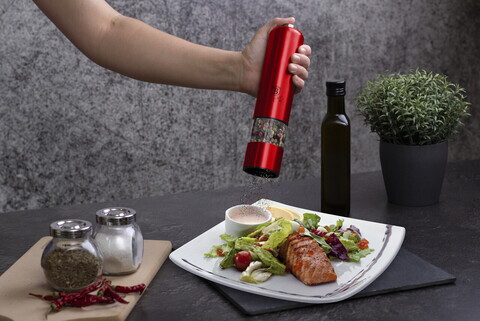 Set 2 rasnite electrice pentru sare/piper Berlinger Haus, Burgundy, inox/ceramica, rosu