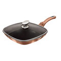 Tigaie grill cu capac Berlinger Haus, Rose Gold, 28 cm, 2.1 L, aluminiu forjat, roz
