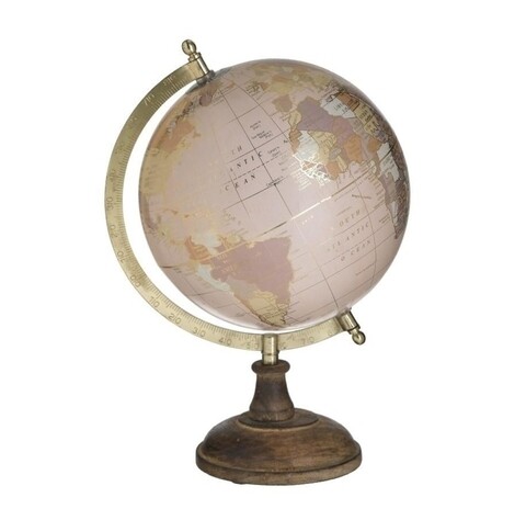 Decoratiune Glob, InArt, 23 x 32 cm, metal, crem/maro