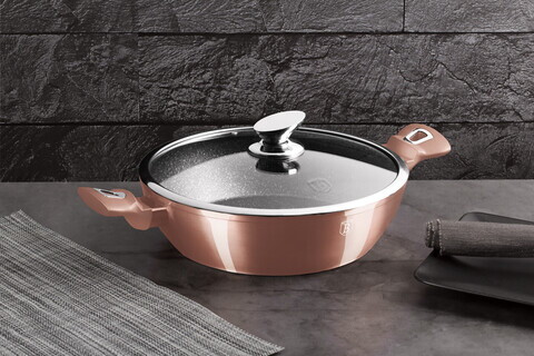 Oala cu capac Berlinger Haus, Rose Gold, 28 cm, 3.8 L, aluminiu forjat, roz