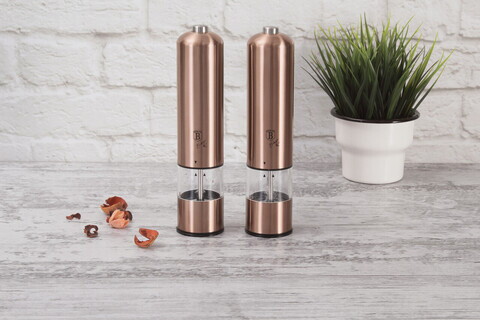 Set 2 rasnite electrice pentru sare/piper Berlinger Haus, Rose Gold, inox/ceramica, roz