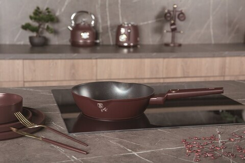 Tigaie adanca Berlinger Haus, Leonardo, 24 cm, 2.3 L, aluminiu forjat, visiniu mat