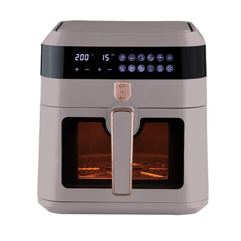 Friteuza cu aer cald si fereastra Berlinger Haus, Taupe, 6.3 L, 1300W, taupe mat