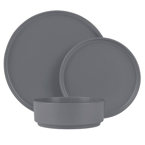 Serviciu de masa 18 piese Berlinger Haus, Aspen, ceramica, gri mat