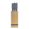 Set 5 cutite cu suport patrat Berlinger Haus, Aspen, inox/bambus, gri mat/natur