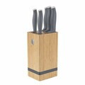 Set 5 cutite cu suport patrat Berlinger Haus, Aspen, inox/bambus, gri mat/natur