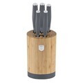 Set 5 cutite cu suport rotund Berlinger Haus, Aspen, inox/bambus, gri mat/natur