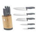 Set 5 cutite cu suport rotund Berlinger Haus, Aspen, inox/bambus, gri mat/natur