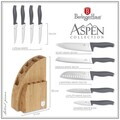 Set 9 cutite cu suport Berlinger Haus, Aspen, inox/bambus, gri mat/natur