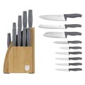 Set 9 cutite cu suport Berlinger Haus, Aspen, inox/bambus, gri mat/natur