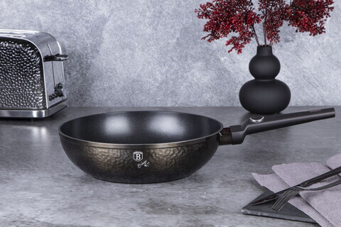 Tigaie Wok Berlinger Haus, Primal Gloss, 28 cm, 3.2 L, aluminiu forjat, negru