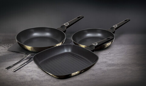 Set 3 tigai Berlinger Haus, Primal Gloss, 20/24/28 cm, aluminiu forjat, negru