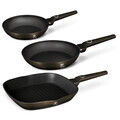 Set 3 tigai Berlinger Haus, Primal Gloss, 20/24/28 cm, aluminiu forjat, negru