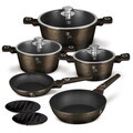 Set pentru gatit Berlinger Haus, Primal Gloss, 10 piese, aluminiu forjat, negru