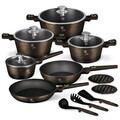 Set pentru gatit Berlinger Haus, Primal Gloss, 15 piese, aluminiu forjat, negru