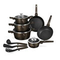 Set pentru gatit Berlinger Haus, Primal Gloss, 15 piese, aluminiu forjat, negru
