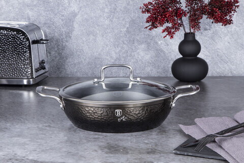 Oala cu capac Berlinger Haus, Shine Basalt, 28 cm, 3.8 L, aluminiu forjat, negru