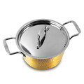 Oala cu capac Berlinger Haus, Hammered Gold, 24 cm, 4.1 L, aluminiu forjat, auriu