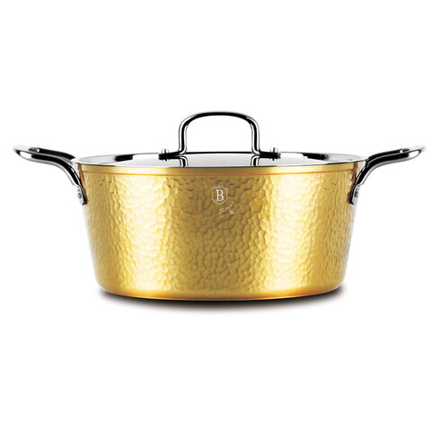 Oala cu capac Berlinger Haus, Hammered Gold, 28 cm, 6.1 L, aluminiu forjat, auriu