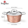 Oala cu capac Berlinger Haus, Hammered Copper, 20 cm, 2.5 L, aluminiu forjat, cupru