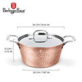 Oala cu capac Berlinger Haus, Hammered Copper, 24 cm, 4.1 L, aluminiu forjat, cupru