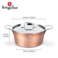 Oala cu capac Berlinger Haus, Hammered Copper, 26 cm, 5.2 L, aluminiu forjat, cupru