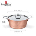 Oala cu capac Berlinger Haus, Hammered Copper, 28 cm, 6.1 L, aluminiu forjat, cupru