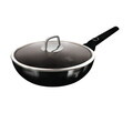 Tigaie Wok cu capac Berlinger Haus, Black Vantage, 28 cm, 3.2 L, aluminiu forjat, negru lucios