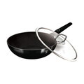Tigaie Wok cu capac Berlinger Haus, Black Vantage, 28 cm, 3.2 L, aluminiu forjat, negru lucios