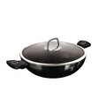 Tigaie Wok cu capac Berlinger Haus, Black Vantage, 30 cm, aluminiu forjat, negru lucios
