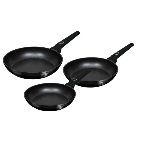 Set 3 tigai Berlinger Haus, Black Vantage, 20/24/28 cm, aluminiu forjat, negru lucios