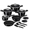 Set pentru gatit Berlinger Haus, Black Vantage, 15 piese, aluminiu forjat, negru lucios