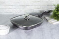 Tigaie grill cu capac Berlinger Haus, Carbon Pro, 28 cm, 2.1 L, aluminiu forjat, gri inchis